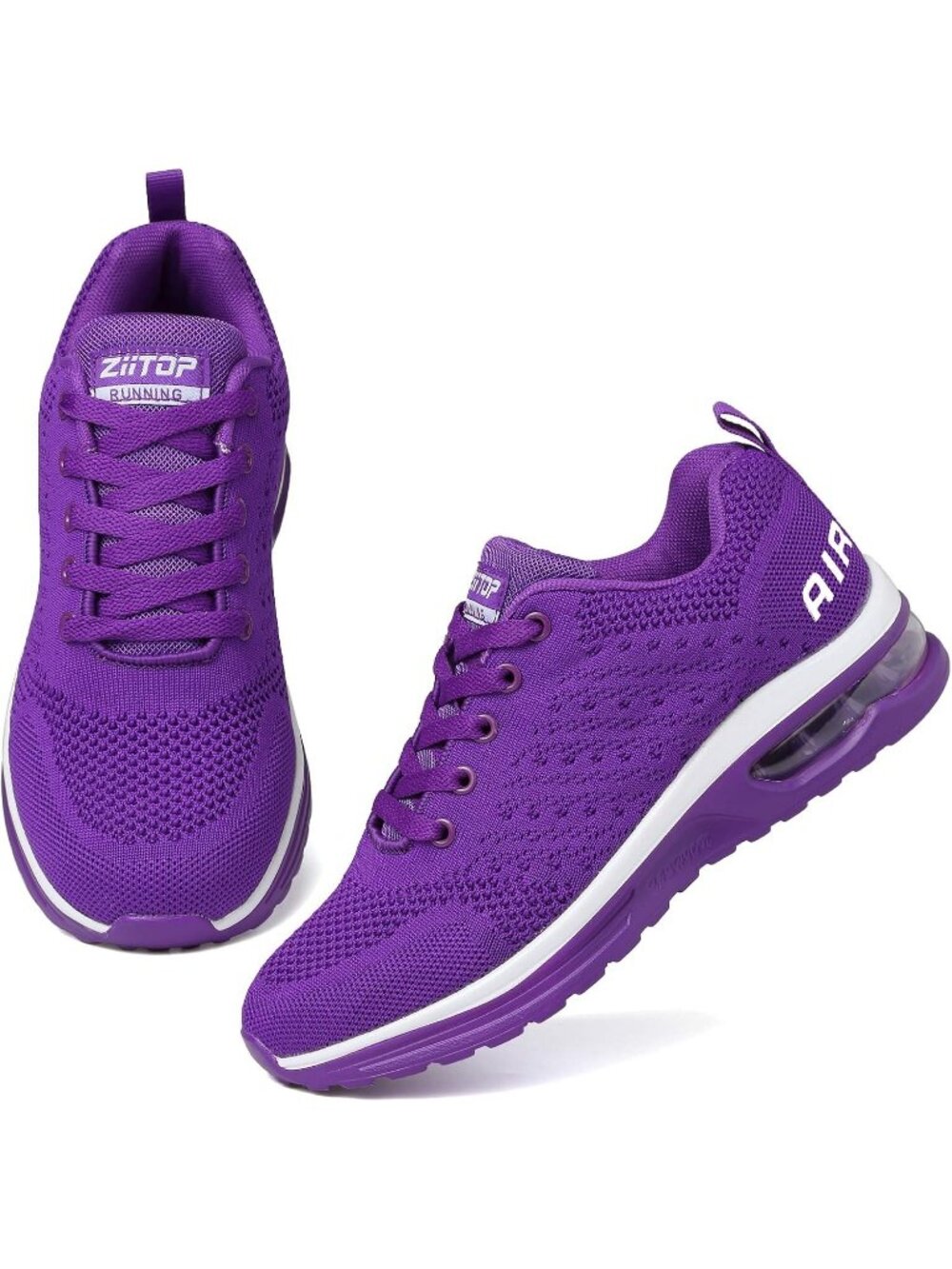 Women's Purple Lightweight Breathable Mesh Air Cushion Walking Running Shoes